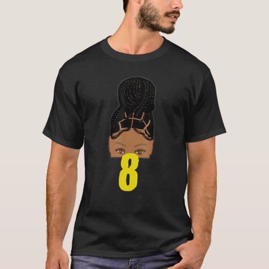 8e verjaardag van de Afrikaanse Jonge Meisje Braid T-shirt (Voorkant)