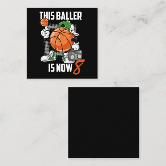 8e verjaardag van de Basketball Player Funny 8 jaa Vierkante Visitekaartje (Voorkant / Achterkant)