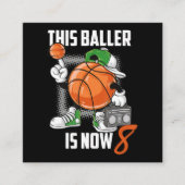 8e verjaardag van de Basketball Player Funny 8 jaa Vierkante Visitekaartje (Voorkant)