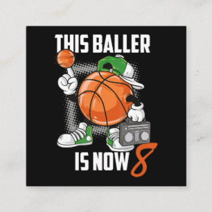 8e verjaardag van de Basketball Player Funny 8 jaa Vierkante Visitekaartje