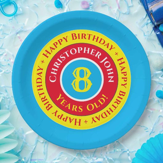 8e verjaardag van de Borden van papier Papieren Bordje