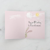 8e verjaardag van de bunny op roze kaart (Binnen)