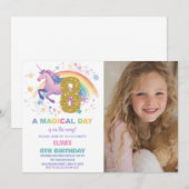 8e verjaardag van de eenhoorn uitnodigingen met fo (Voorkant / Achterkant)