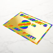 8e verjaardag van de geboorte — Fun, regenboogspec Folie Uitnodiging (Gedraaid)