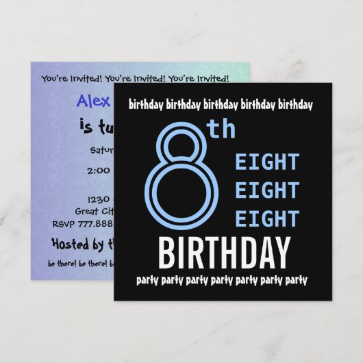 8e verjaardag van de Gematigde Blauw en Zwarte G20 Kaart (Voorkant / Achterkant)