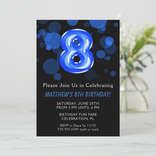 8e verjaardag van de Kinder Blauwtgoedpartij Kaart (Staand voorkant)