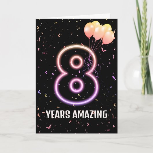 8e verjaardag van de luchtballonnen en Confetti Kaart (Voorkant)
