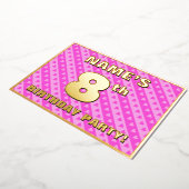 8e verjaardag van de opstand - vuurroze harten en  folie uitnodiging (Gedraaid)