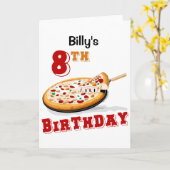 8e verjaardag van de Pizza-partij Kaart (Gele Bloem)