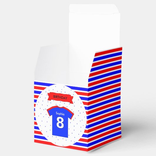 8e verjaardag van de speciale naam sport bedankdoosjes (Geopend)