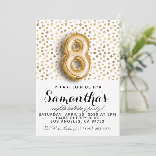 8e verjaardag van de uitnodiging van het goudpokad (Staand voorkant)