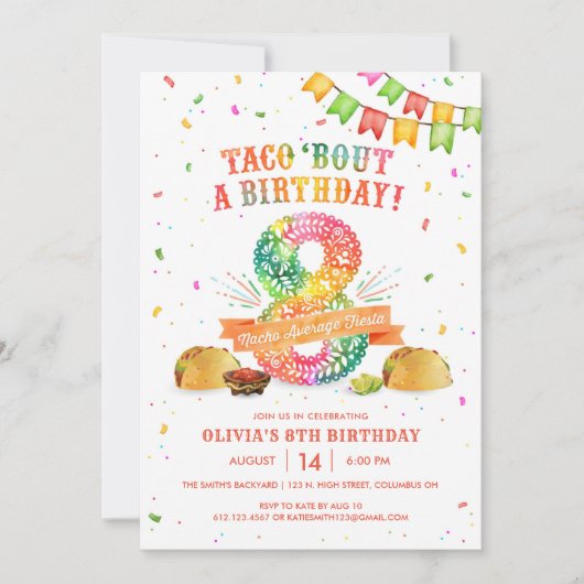 8e verjaardag van de uitnodiging voor Fiesta (Voorkant)