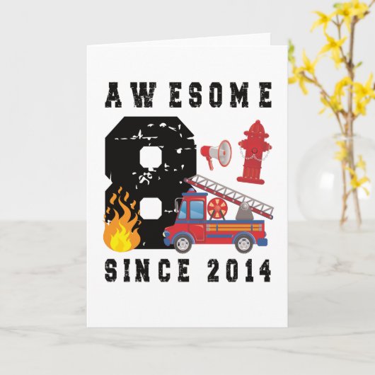 8e verjaardag van gift Firefighter Boy geboren in  Kaart (Gele Bloem)