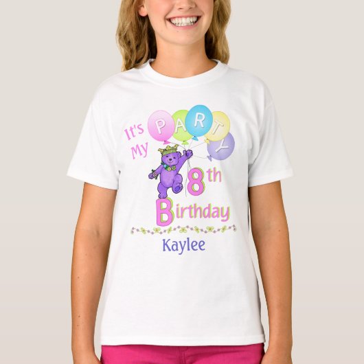 8e verjaardag van het Beer van Girl Princess T-shirt (Voorkant)