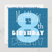 8e verjaardag van het kind Acht jaar oud blauw wit Kaart (Voorkant / Achterkant)