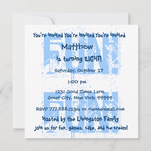 8e verjaardag van het kind Acht jaar oud blauw wit Kaart (Achterkant)
