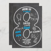 8e verjaardag van het schaakbord op het bord Blauw Kaart (Voorkant / Achterkant)