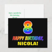 8e verjaardag: Vet, Vun, eenvoudig, regenboog 8 Briefkaart (Voorkant / Achterkant)