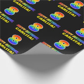 8e verjaardag: Vet, Vun, eenvoudig, regenboog 8 Cadeaupapier (Hoek)