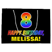 8e verjaardag: Vet, Vun, eenvoudig, regenboog 8 Groot Cadeauzakje (Achterkant)