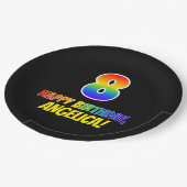 8e verjaardag: Vet, Vun, eenvoudig, regenboog 8 Papieren Bordje (Gekanteld)