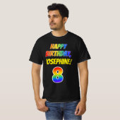 8e verjaardag — Vet, vun, regenboog 8, aangepaste  T-shirt (Voorkant volledig)