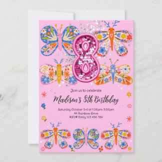 8e verjaardag vlinder kaart