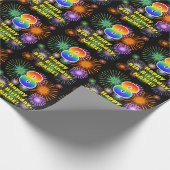 8e verjaardag: vuurwerk, regenboogblik # "8" cadeaupapier (Hoek)