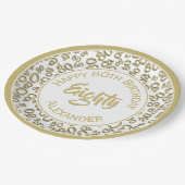 8e verjaardag Willekeurig Nummer Patroon Goud/Wit Papieren Bordje (Gekanteld)