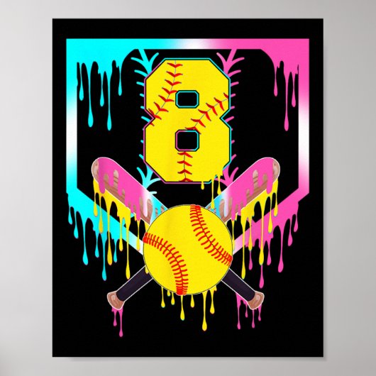 8e verjaardag Zachte thuisplaat druipend ijs 8 jaa Poster (Voorkant)