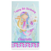 8e verjaardag zeemeermin en zeepaardkunst op maat klein cadeauzakje (Achterkant)