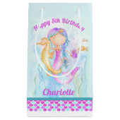 8e verjaardag zeemeermin en zeepaardkunst op maat klein cadeauzakje (Voorkant)