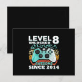8e verjaardagscadeau jongens niveau 8 ontgrendeld  briefkaart (Voorkant / Achterkant)
