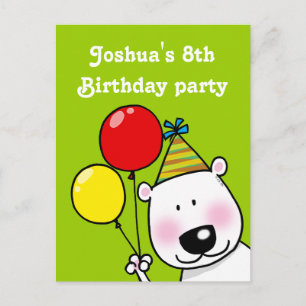 8e verjaardagsfeest gepersonaliseerde uitnodiginge uitnodiging briefkaart