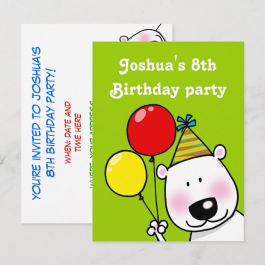 8e verjaardagsfeest gepersonaliseerde uitnodiginge uitnodiging briefkaart (Voorkant / Achterkant)