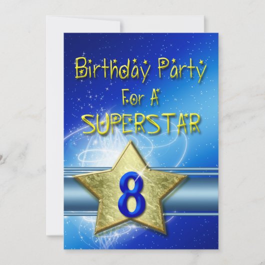 8e verjaardagsfeest Uitnodiging voor een Superstar (Voorkant)