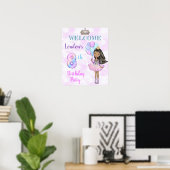 8e verjaardagsmeisje prinses Afro-Amerikaans Poster (Thuiskantoor)