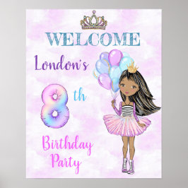 8e verjaardagsmeisje prinses Afro-Amerikaans Poster