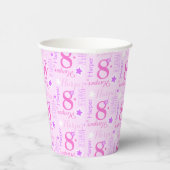 8e verjaardagsster aangepaste roze paarse kinder p papieren bekers (Rechts)