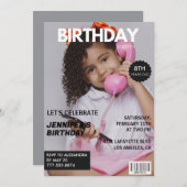 8e verjaardagsuitnodiging voor haar Magazine Hoesj Kaart (Voorkant / Achterkant)