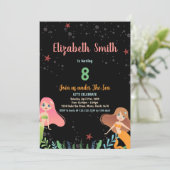 8e Zwarte Zeemeermin Verjaardag Uitnodigingen (Staand voorkant)