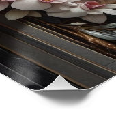 8K Waterval Close-up: Glanzende rotsen, orchideeën Perfect Poster (Hoek)