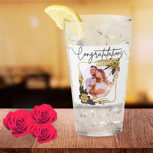 8ste huwelijksverjaardag Zwart & Goud Foto Glas
