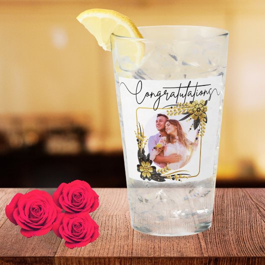 8ste huwelijksverjaardag Zwart & Goud Foto Glas