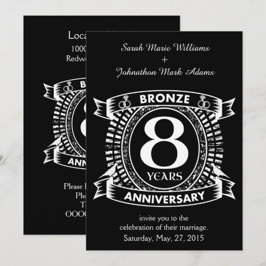 8ste trouwdagjubileum brons kaart (Voorkant / Achterkant)