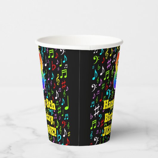 8ste Verjaardag: Plezier Muzieknoten Patroon, Rege Papieren Bekers (Rechts)