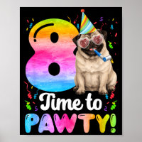 8ste verjaardagsfeest pug acht jaar oude hond verj