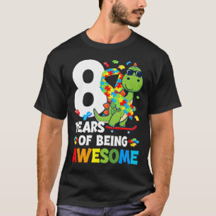8ste verjaardagsfeestje autisme acht jaar oud auti t-shirt