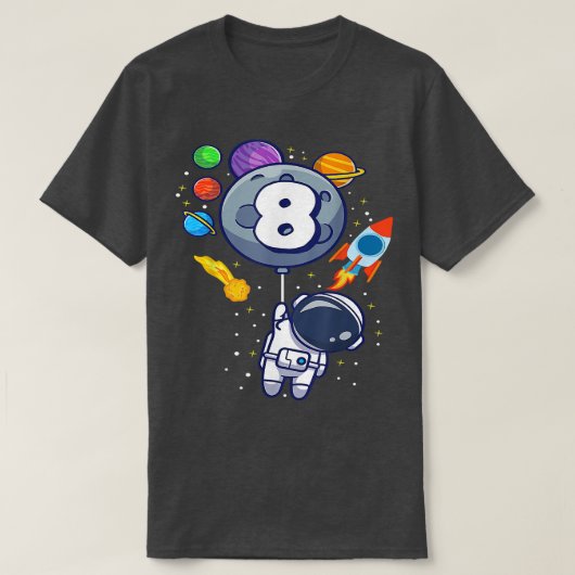 8th birthday astronaut 8th birthday 8 year old boy t-shirt (Design voorkant)