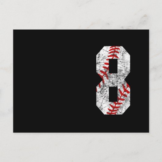 8th Birthday Baseball Big Number Eight 8 Year Old Briefkaart (Voorkant)